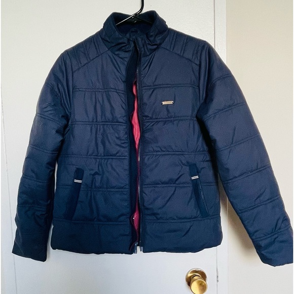 Women navy solid padded jacket - Picture 3 of 5